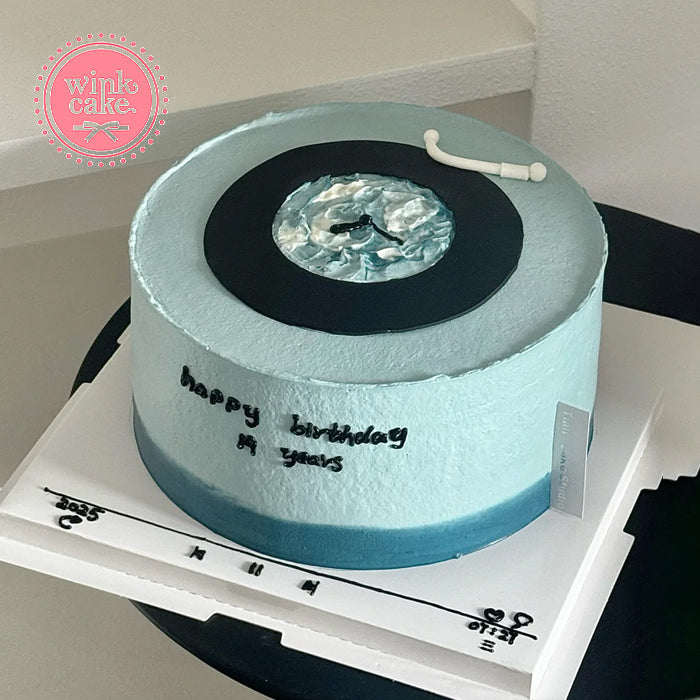 蓝色唱片蛋糕 浪漫唱片创意生日蛋糕 有意义的简约高级蛋糕