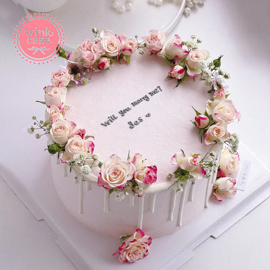 奶油蛋糕,生日蛋糕,花卉边框,浅粉色,浪漫