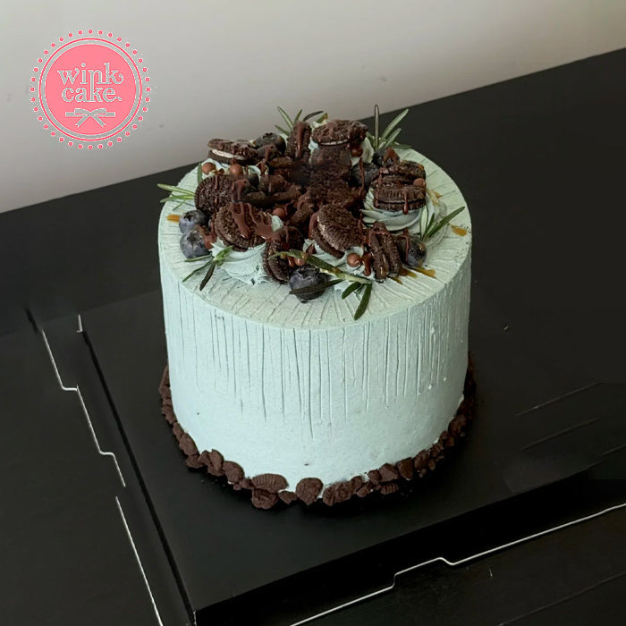 Bánh kem nam tối giản và tinh tế màu xanh