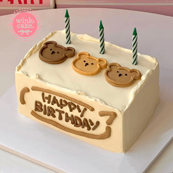 WinkCake 可爱棕熊长方形蛋糕
