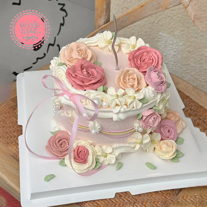 Pink cartoon bunny birthday cake cute cake WinkCake