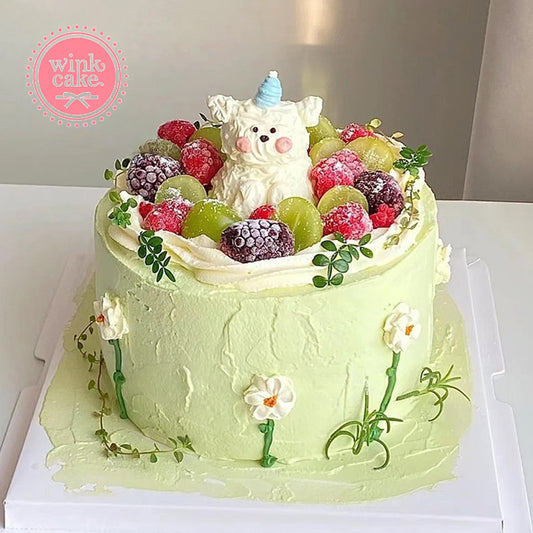 Bánh kem Full topping Trái cây tươi Gấu trắng 3D WinkCake