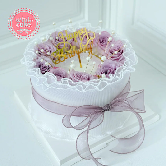 Cake Birthday Cake Dream Purple Flower Bow Cream Cake WinkCake