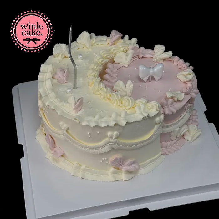 Sun, Moon, and Stars hot-selling cake in a white and pink color scheme.