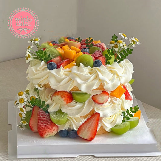 蛋糕 漂亮的三层生日蛋糕 新鲜水果 WinkCake