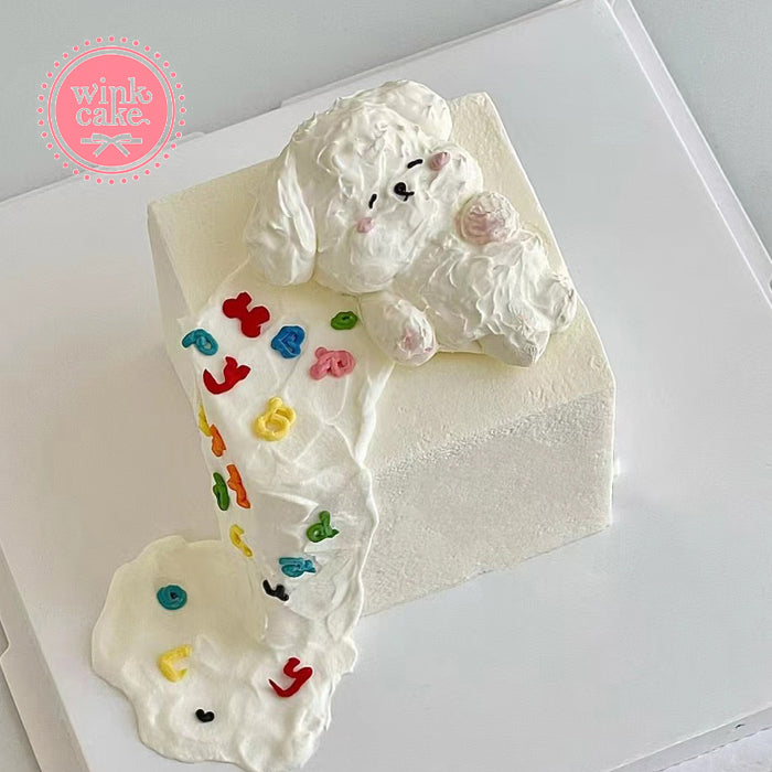 Bánh kem Bánh sinh nhật cún trắng đang ngủ WinkCake