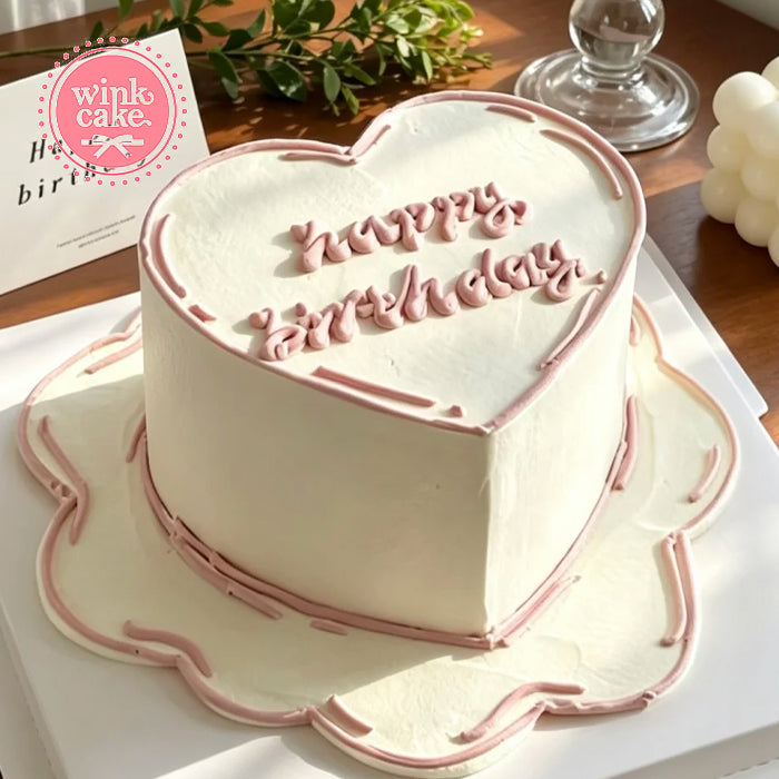 Bánh kem Trái tim đường viền hồng Pastel Kiểu Xinh xắn Nữ tính