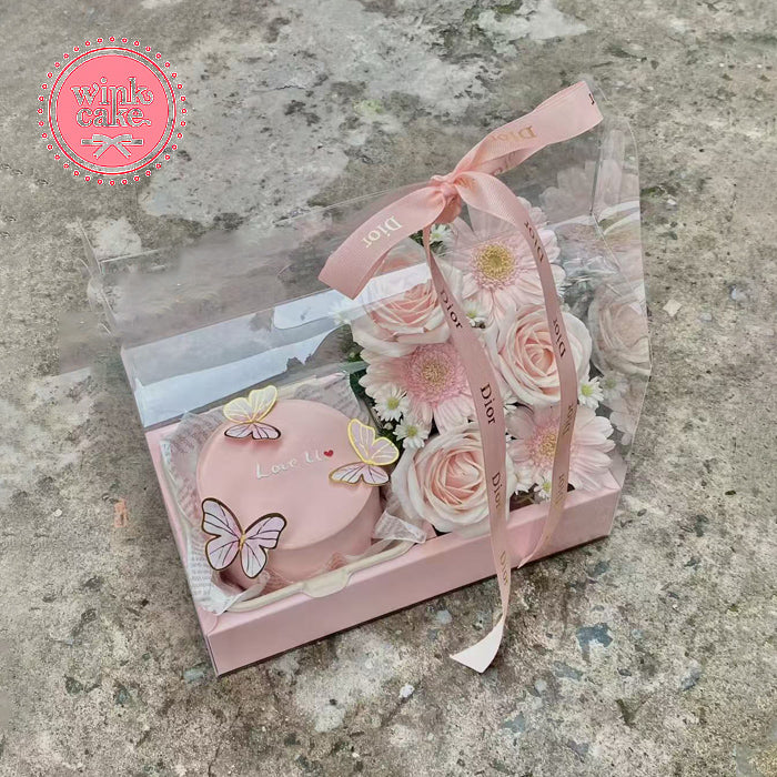 Hộp quà tặng bánh sinh nhật cao cấp Butterfly Cake Bento Flower