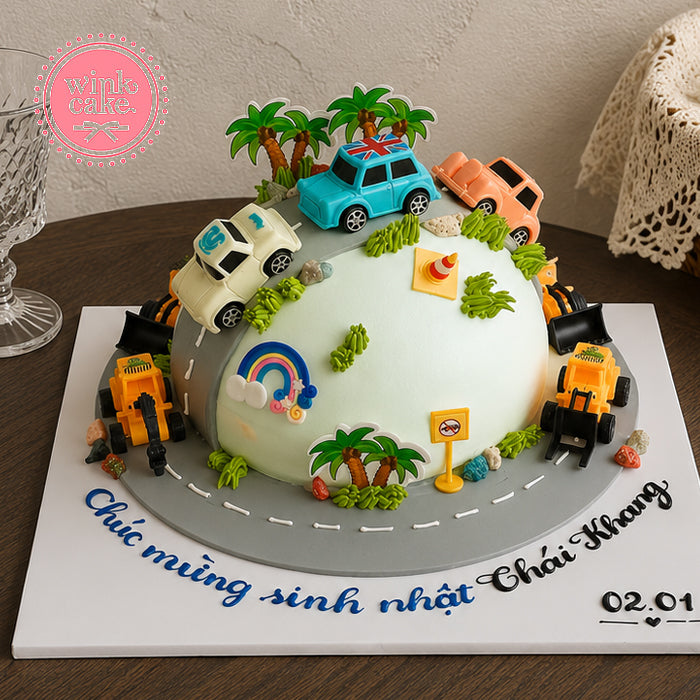 小汽车跑道玩具儿童生日蛋糕