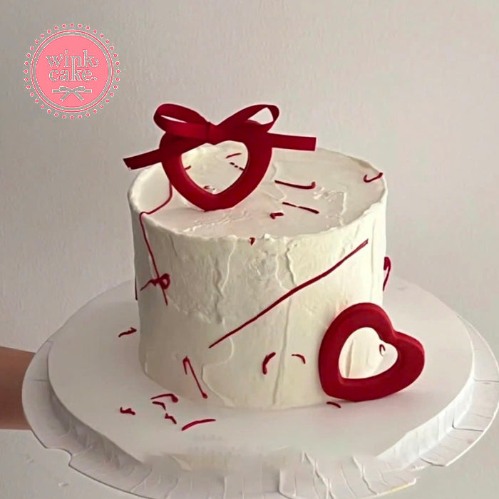 Bánh kem Bánh sinh nhật trang trí couple trái tim đỏ quà tặng Valentine