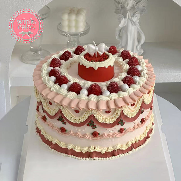 圣诞节小清新简约大方绿色雪顶奶油生日蛋糕