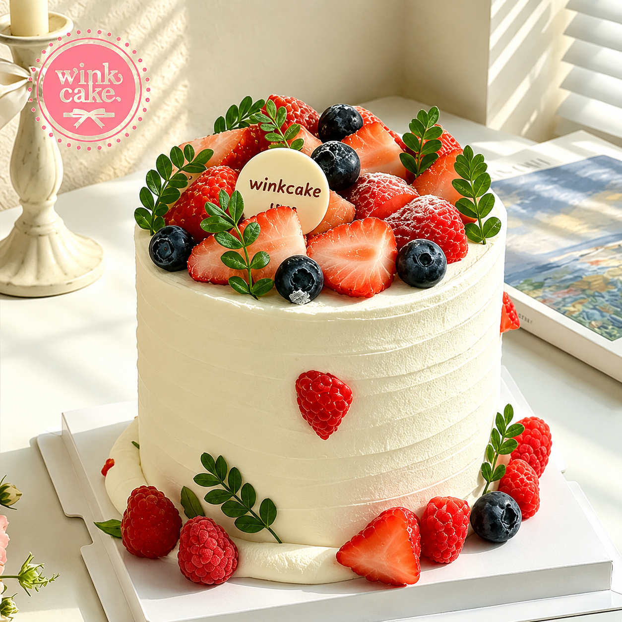 新鲜蓝莓草莓蛋糕 WinkCake 生日蛋糕