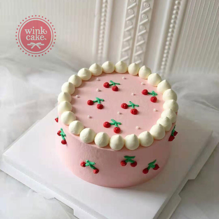 蛋糕 生日蛋糕 淡粉色,带有漂亮的图案 WinkCake