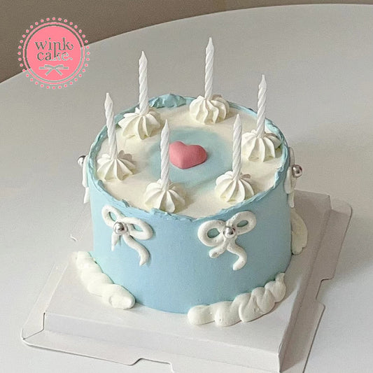 蛋糕 淡蓝色公主风格女孩生日蛋糕 WinkCake