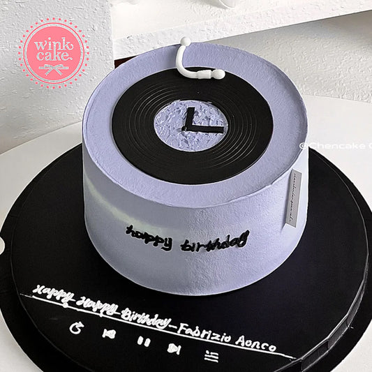 紫色唱片蛋糕 浪漫唱片创意生日蛋糕 有意义的简约高级蛋糕