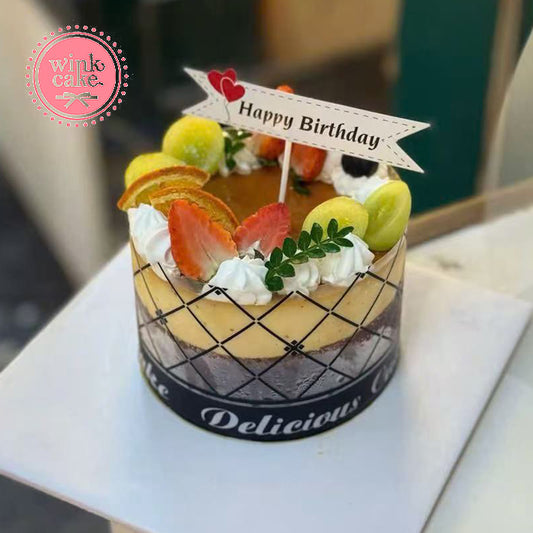 Bánh Flangato trang trí Nho xanh Dâu tây Bánh sinh nhật