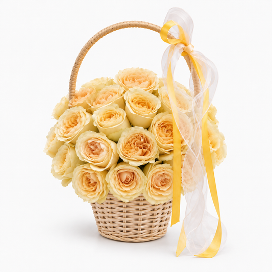 高级黑色包装奶油黄玫瑰花束 33/52枝|生日鲜花 · 送恋人 · 送妻子 · 纪念日礼物【仅限胡志明】