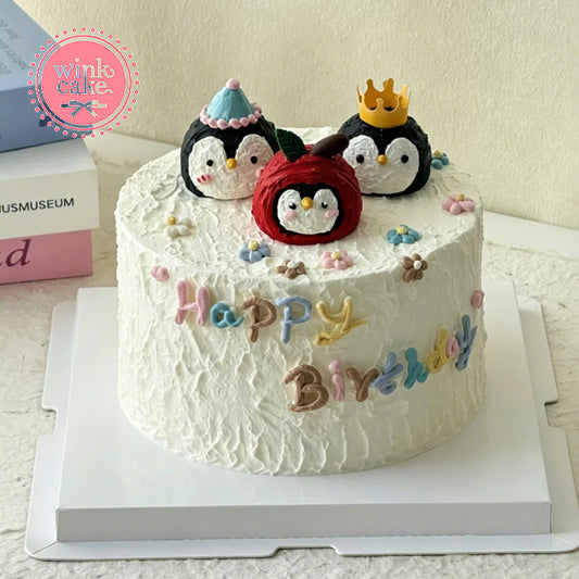 Bánh kem Bánh sinh nhật Gia đình Chim Cánh Cụt Quà cute tặng bé