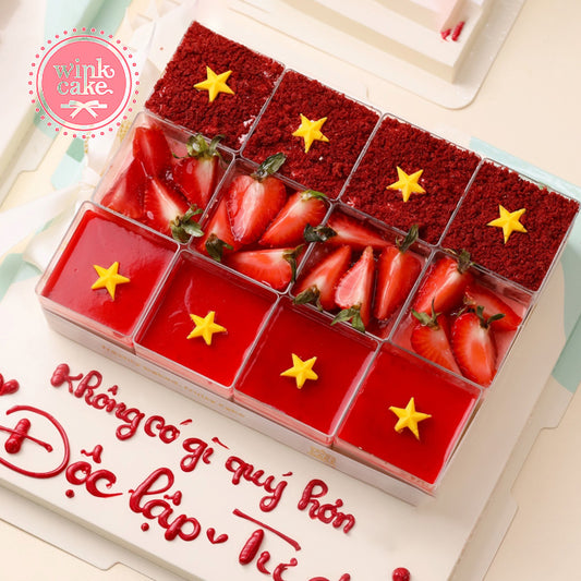【Đặt chỗ trước một ngày】Mousse Red Velvet Combination Quà tặng theo chủ đề Quốc khánh