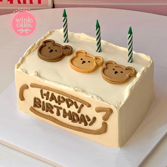 WinkCake 可爱棕熊长方形蛋糕