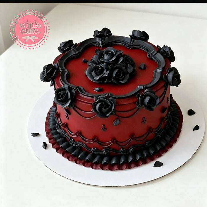 哥特式黑玫瑰生日蛋糕