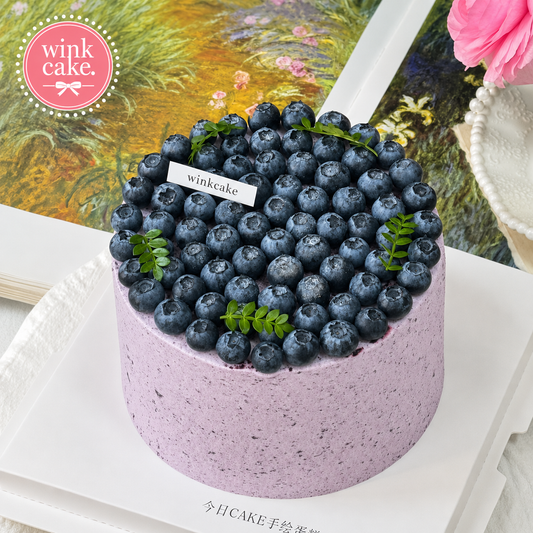 Cream cake, Birthday cake, Full blueberry, Simple style, Fresh fruit