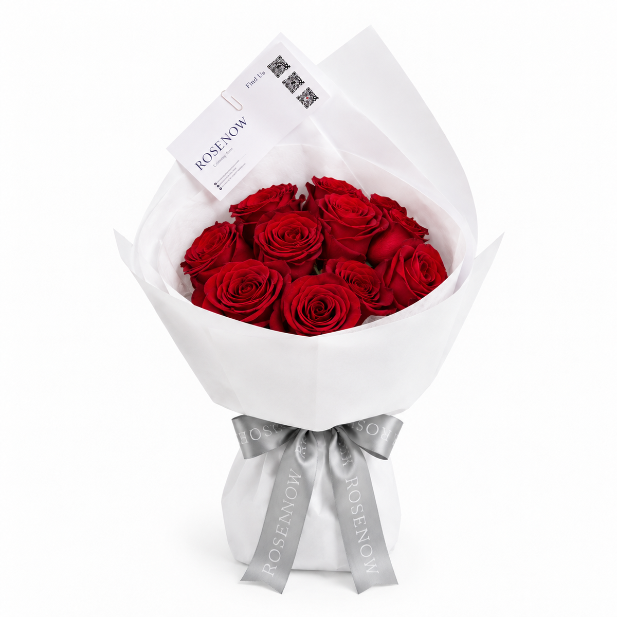 Premium Red Rose Bouquet, 11/19/33 Stems, Wrapped in White Paper | Valentine’s Flowers, Gift for Your Loved One [HCM Only]