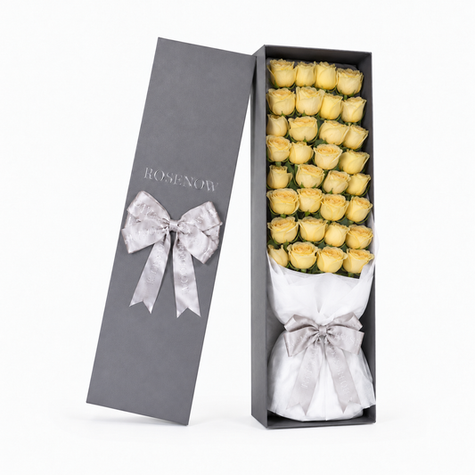 进口奶油杯黄玫瑰高级礼盒11/19/33枝｜生日鲜花 · 送妻子 · 送妈妈 · 纪念日礼物【仅限胡志明】