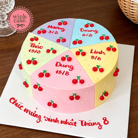 Let's cut the cake with colorful little cherries.