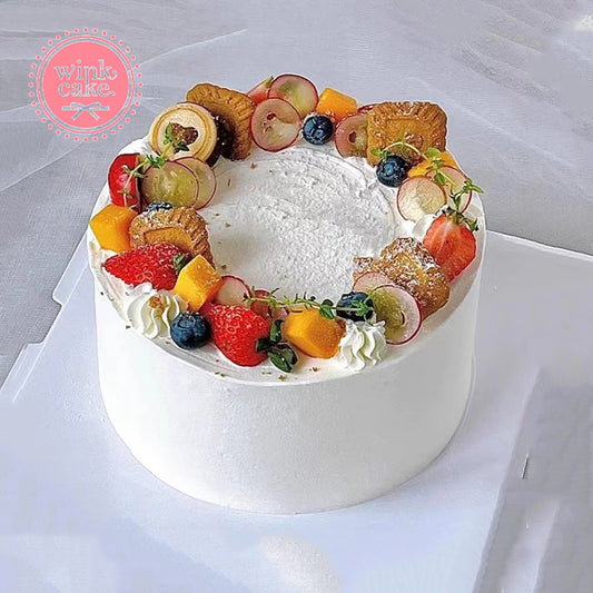 Cake Birthday Cake Circle Mixed Fresh Fruit Cookies WinkCake