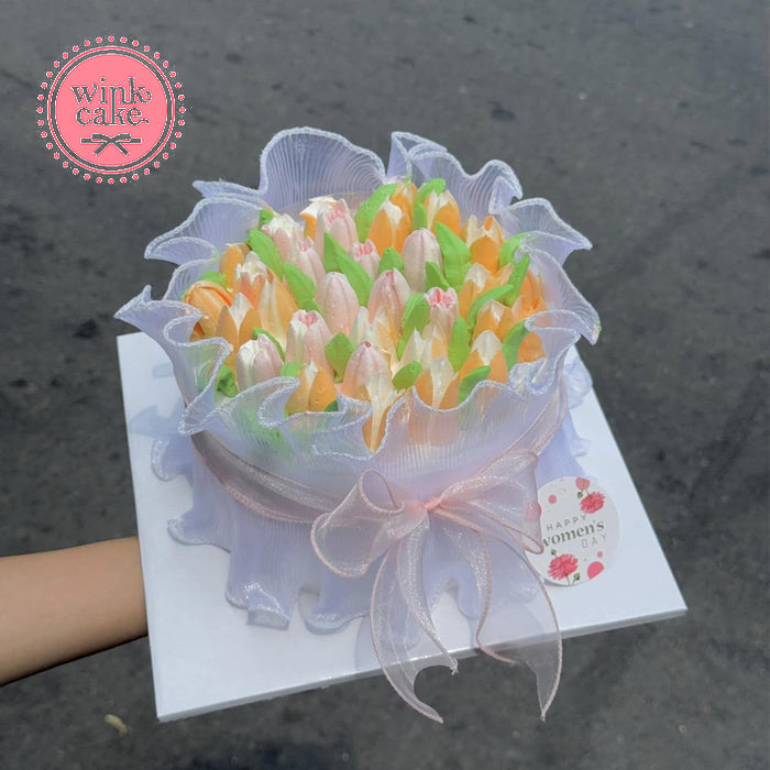 Bánh bó hoa, bánh sinh nhật hình hoa màu vàng