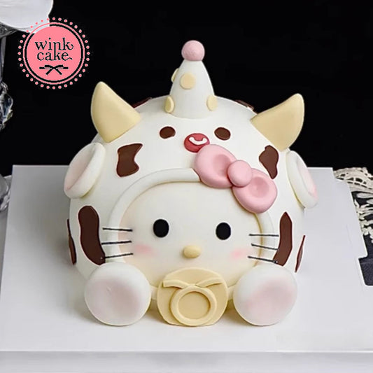 Bánh kem Bánh sinh nhật dễ thương Tạo hình Hello Kitty và Bò sữa WinkCake