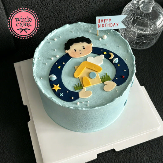 Bánh kem vẽ tay Ngôi nhà và Bố Quà tặng sinh nhật ngọt ngào dành cho bố