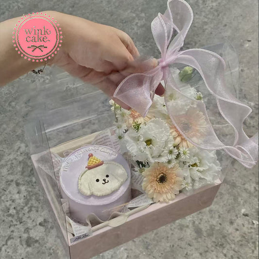 Bánh hình chú cún con dễ thương Hộp quà tặng bánh sinh nhật Bento cao cấp hình hoa