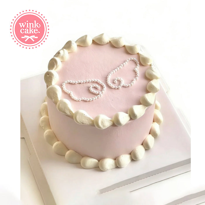 Bánh kem Bánh sinh nhật hồng pastel đôi cánh ngọc trai