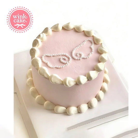Bánh kem Bánh sinh nhật hồng pastel đôi cánh ngọc trai