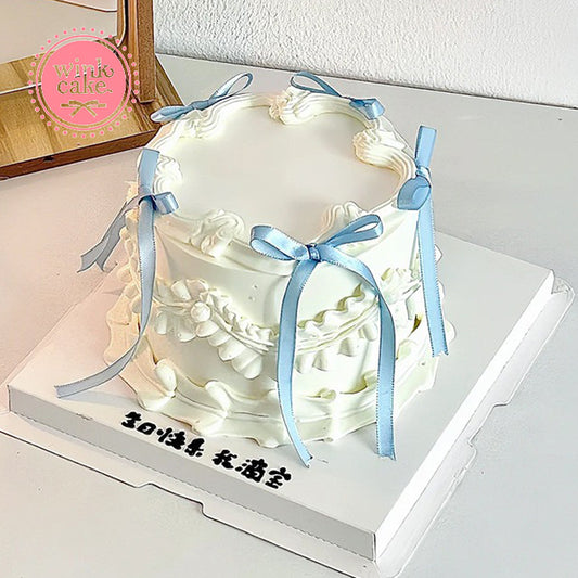 【快递】芭蕾风格丝带生日蛋糕适合女朋友拍照，胡志明市包邮