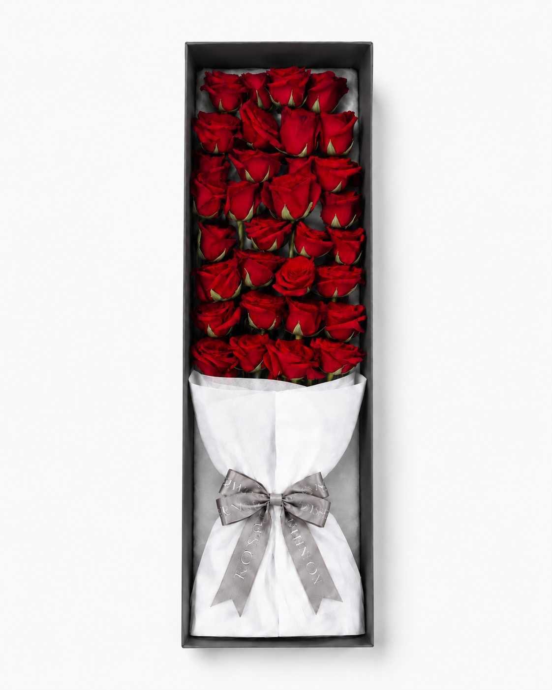 Gift box with a bouquet of 33 red roses