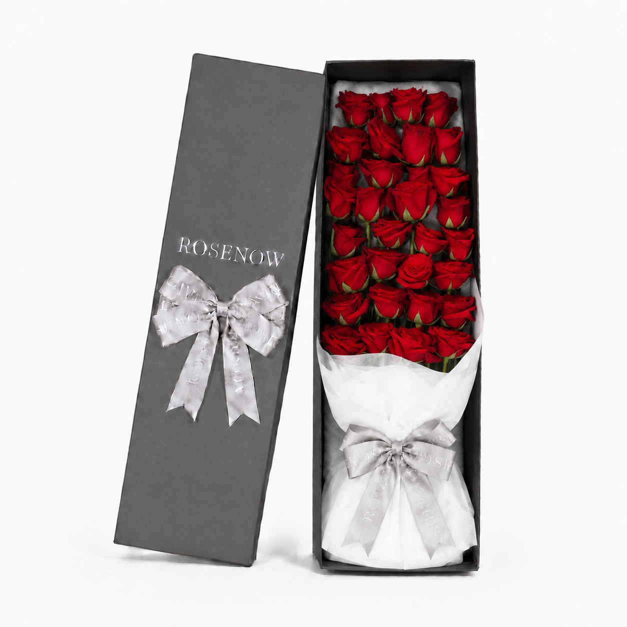 Gift box with a bouquet of 33 red roses