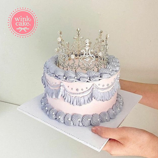 Bánh kem, bánh sinh nhật, vương miện, màu tím, kiểu công chúa, ruy băng