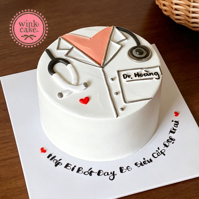Cake featuring a design of a white blouse - A gift for doctors.