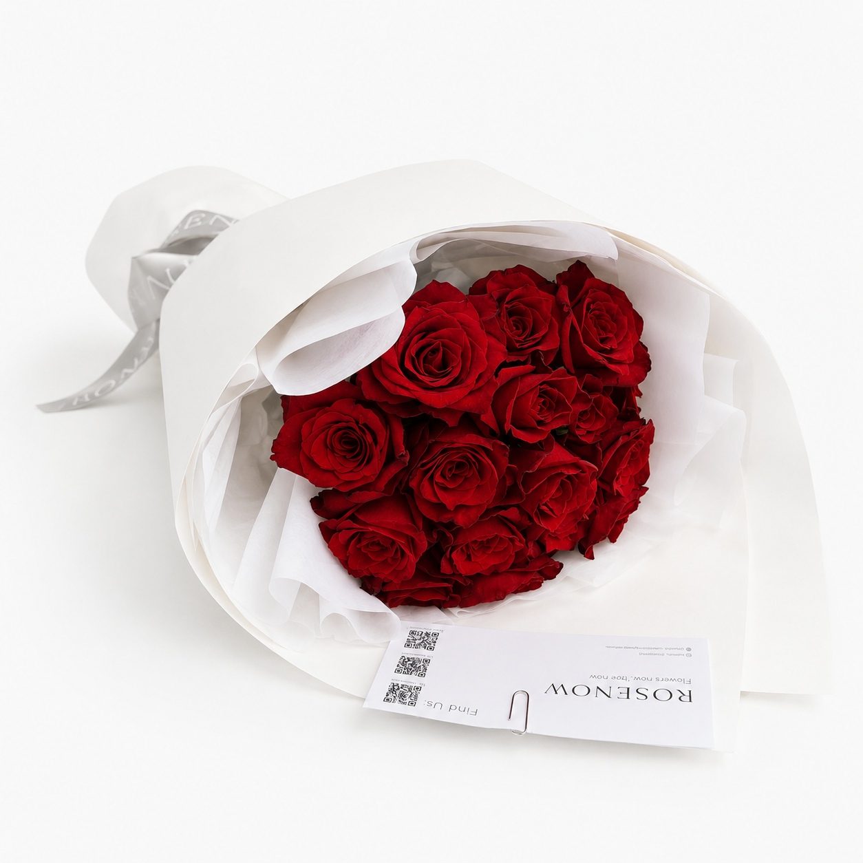 [Đặt trước 1 ngày] Bó hoa hồng 19 bông màu đỏ cao cấp bọc giấy trắng | Hoa Valentine, quà tặng người yêu [HCM Only]