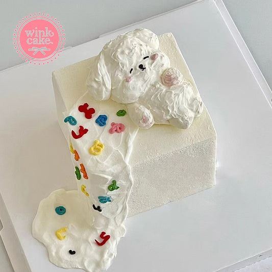 Bánh kem Bánh sinh nhật cún trắng đang ngủ WinkCake