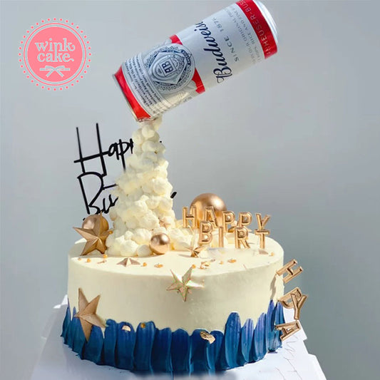 【快递】红色啤酒造型蛋糕，适合男士
