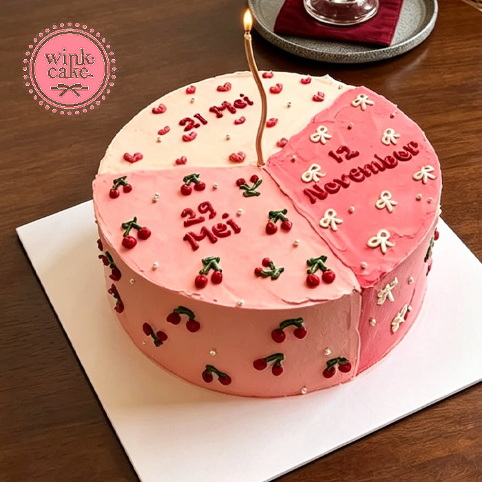 Hand-painted cherry blossom cake with personalized anniversary date.