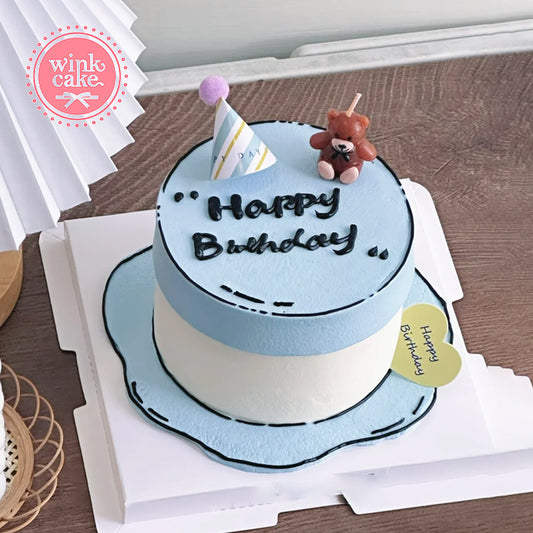 Bánh kem nam tối giản phong cách hoạt hình vẽ tay