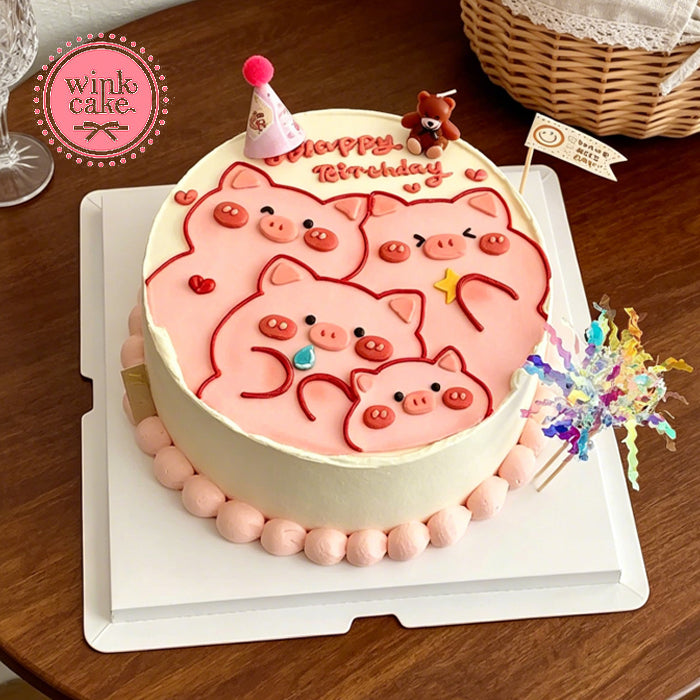 Bánh sinh nhật vẽ tay theo chủ đề con lợn