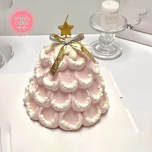 Bánh Giáng sinh hình cây thông màu hồng