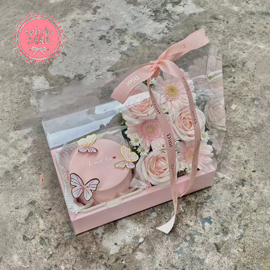 Hộp quà tặng bánh sinh nhật cao cấp Butterfly Cake Bento Flower