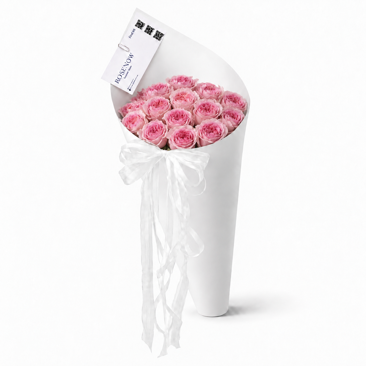 Pink Rose Cone Bouquet with White Wrapping | Birthday Flowers · Gift for Girlfriend · Anniversary Gift [HCM Only]